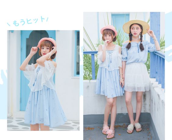 藍白穿搭　優雅 